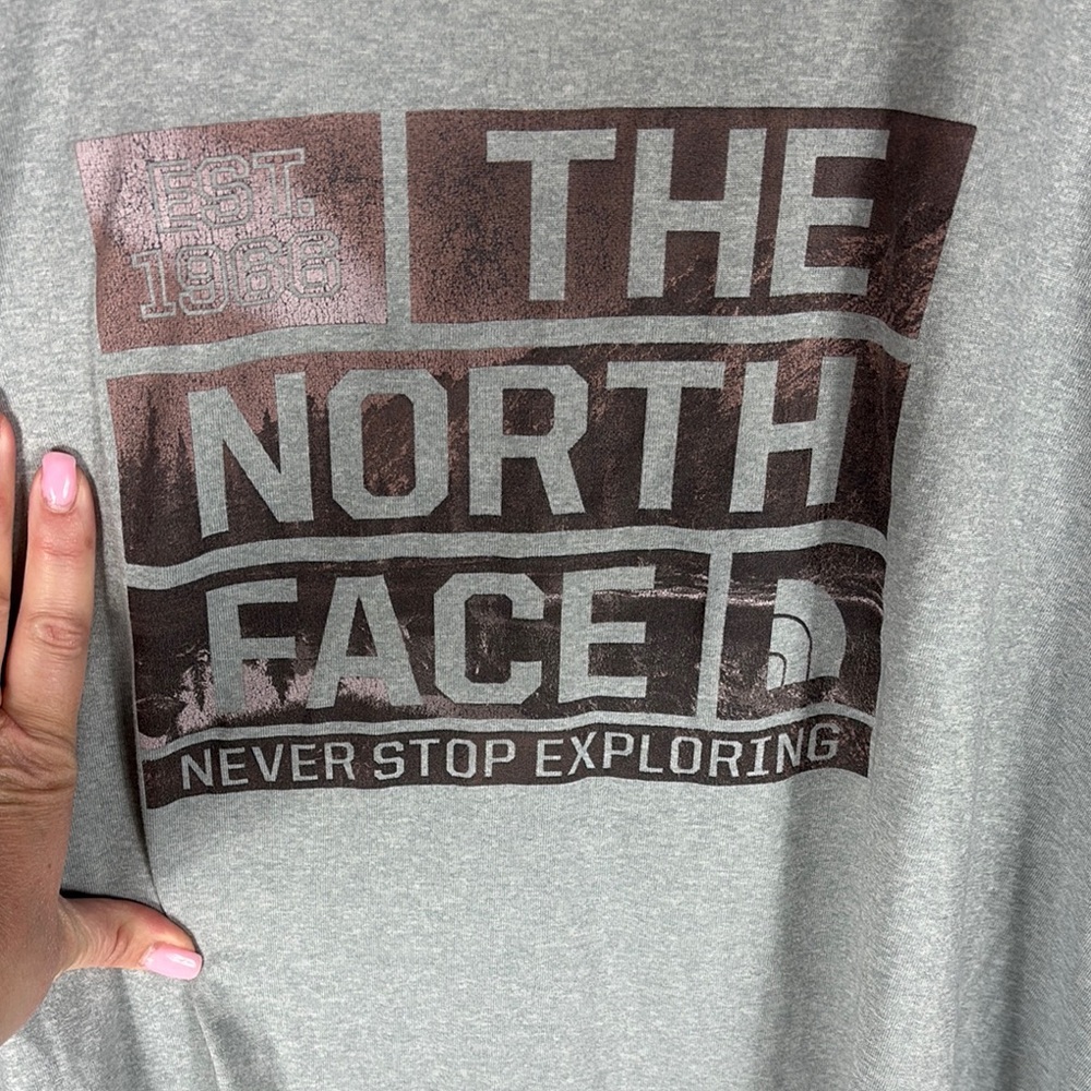 The North Face Gray Blue Short Sleeve Tee Casual Crew Neck XXL - Picture 5 of 10